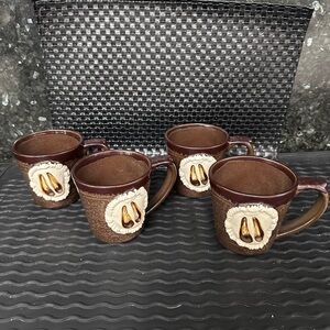 Big Sky Carvers Deer Foot Hoof 3D Print Coffee Mug Set Of 4 Brown Large 4" Tall